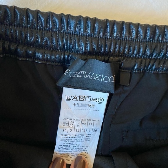 Sportmax Code Women’s Faux Leather Joggers Size 2 Black Drawstring Business - Picture 6 of 10
